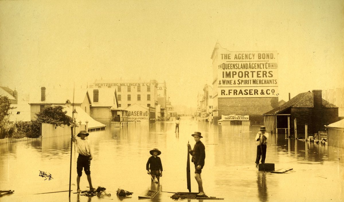 Charlotte Street in Brisbane during the 1893 floods