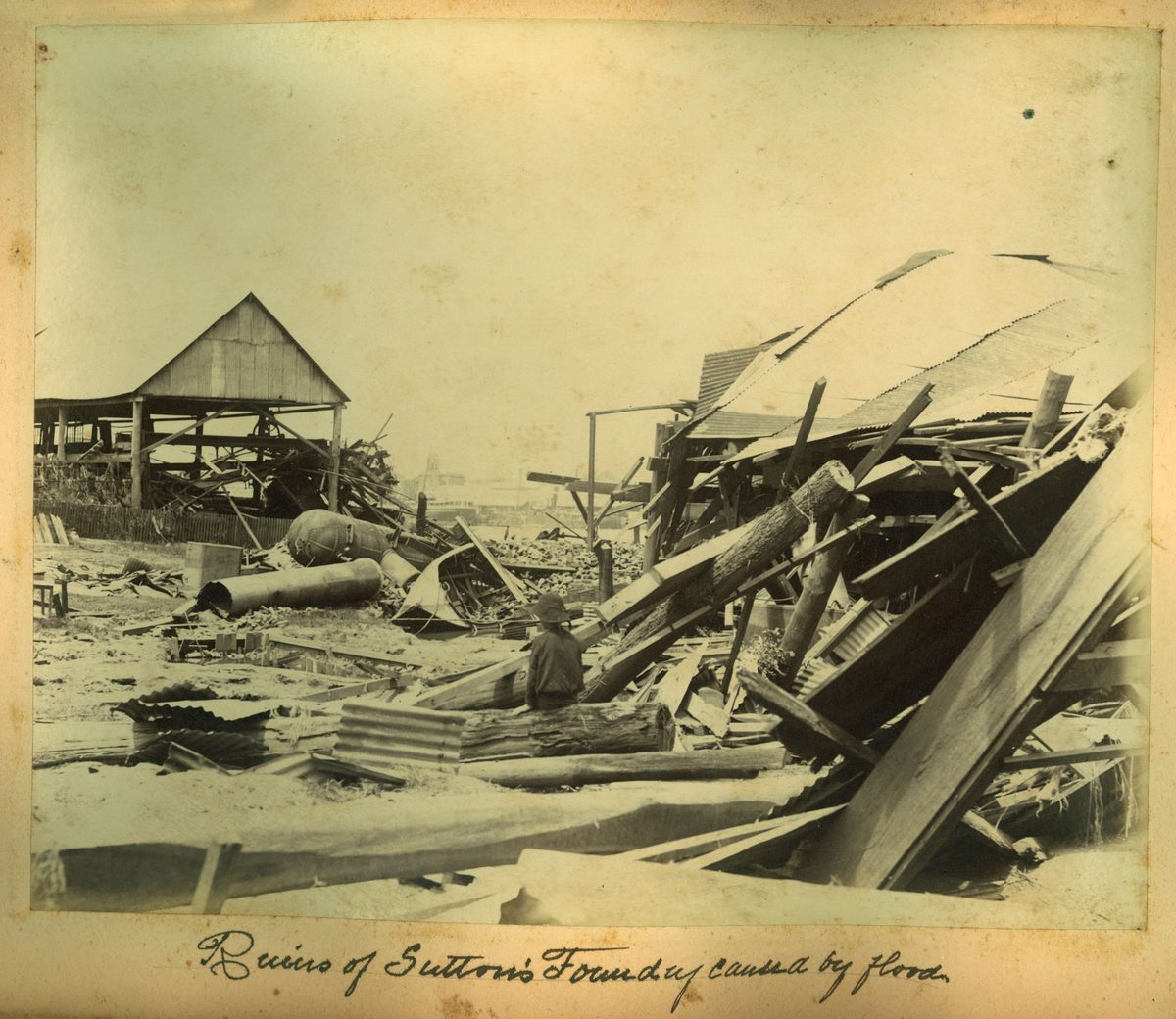 Ruins of Sutton's Foundry caused by floodwaters, South Brisbane, 1893
