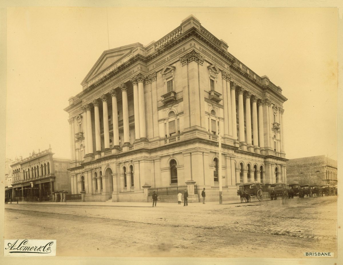 Queensland National Bank building in Queen Street, Brisbane, 1889