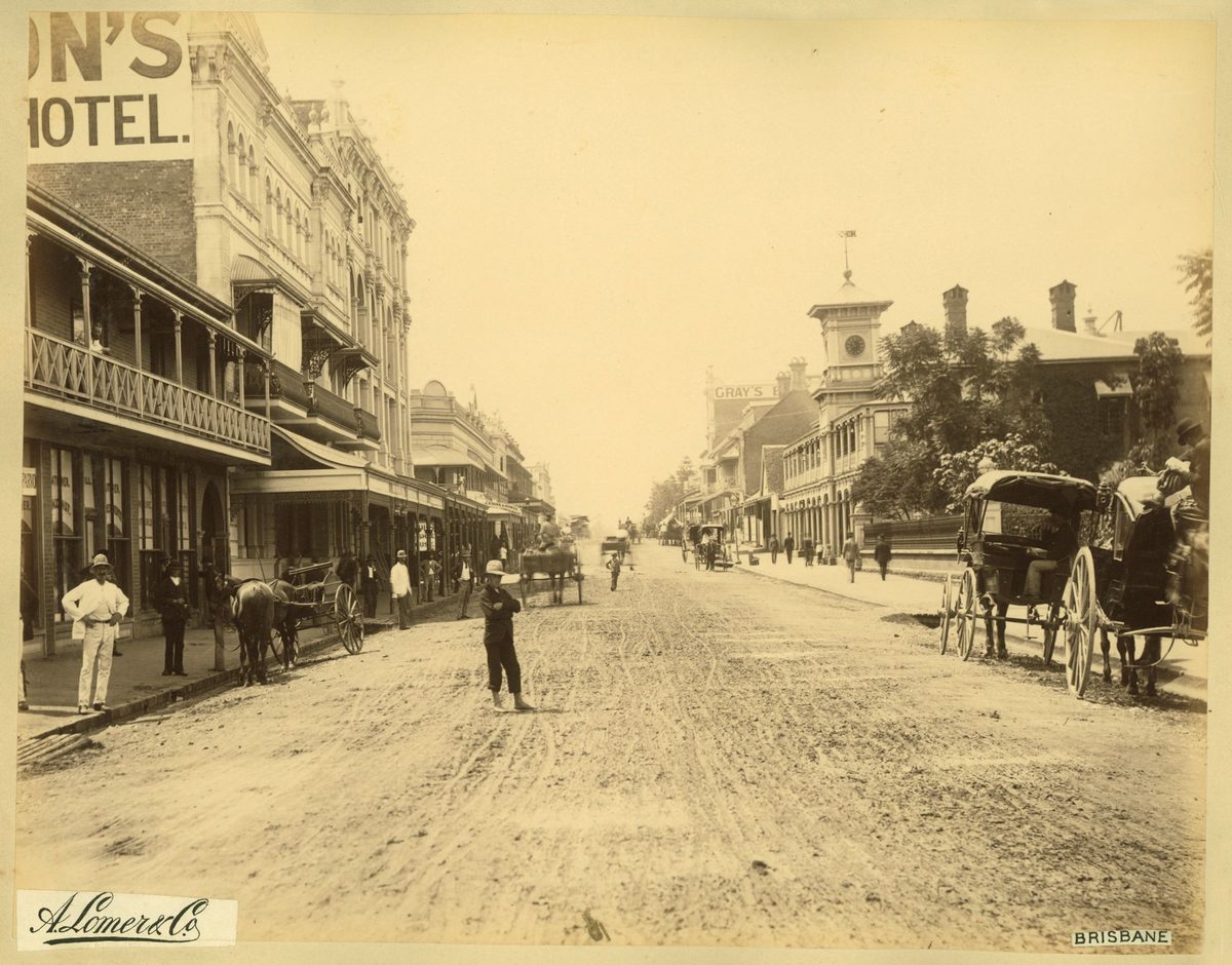 Street scene in George Street, Brisbane, 1889