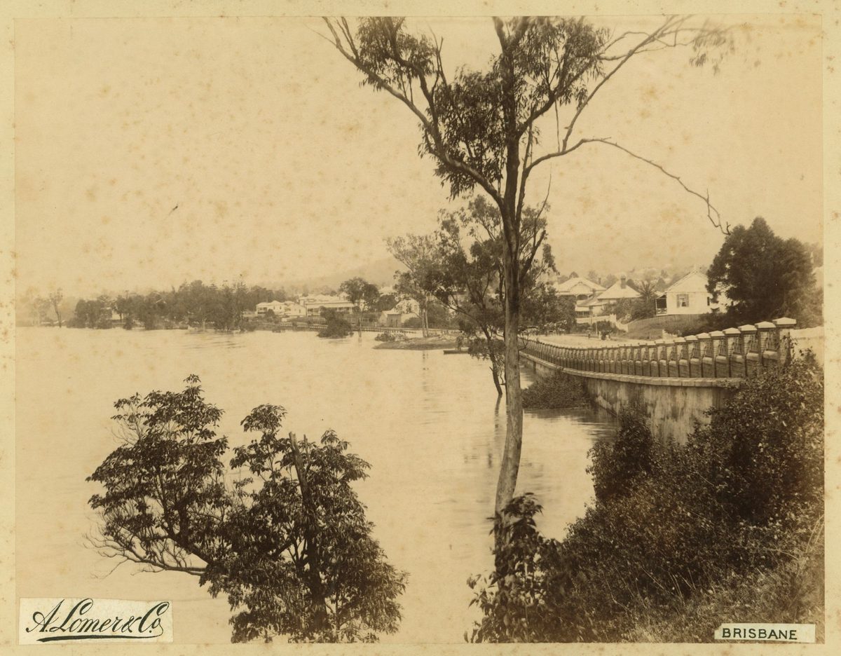 Retaining wall on the road at North Quay, Brisbane, 1889