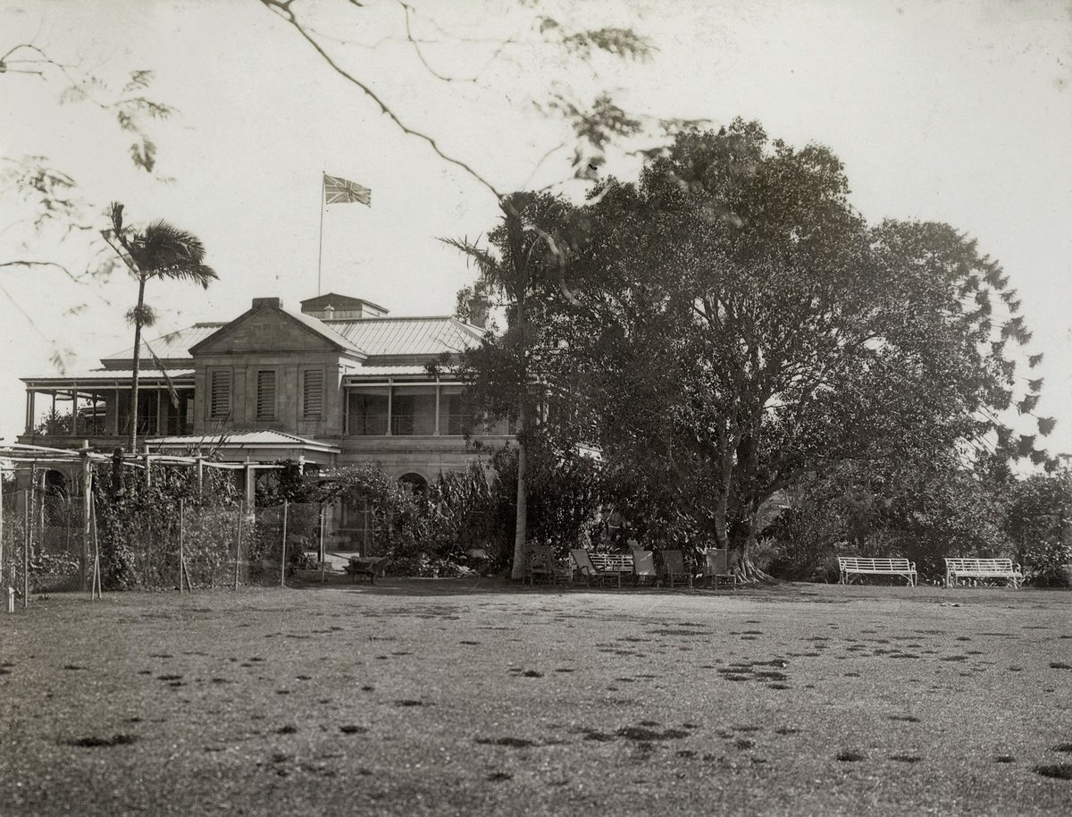 Looking at Government House from the tennis court, Brisbane, 1908