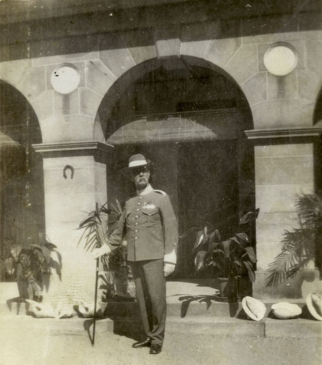 Sgt. Major Gorman outside Government House, Brisbane, May 1908