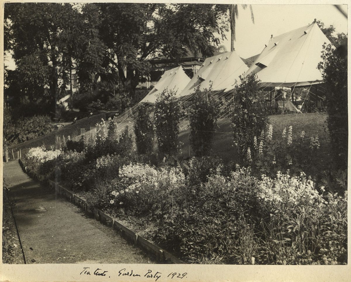 Marquees set out for a garden party at Government House in Brisbane