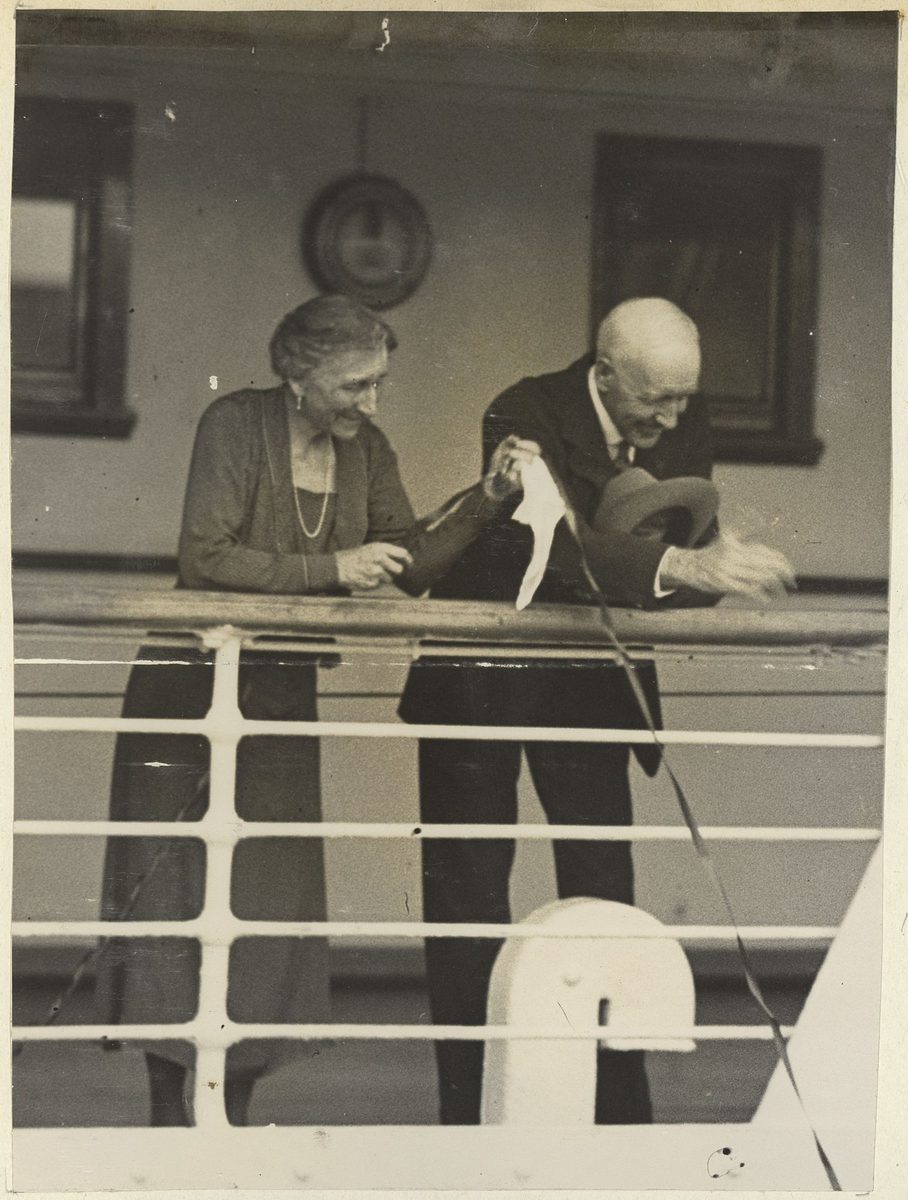 Sir John and Lady Goodwin returning to England after his term as Queensland Governor, 1932