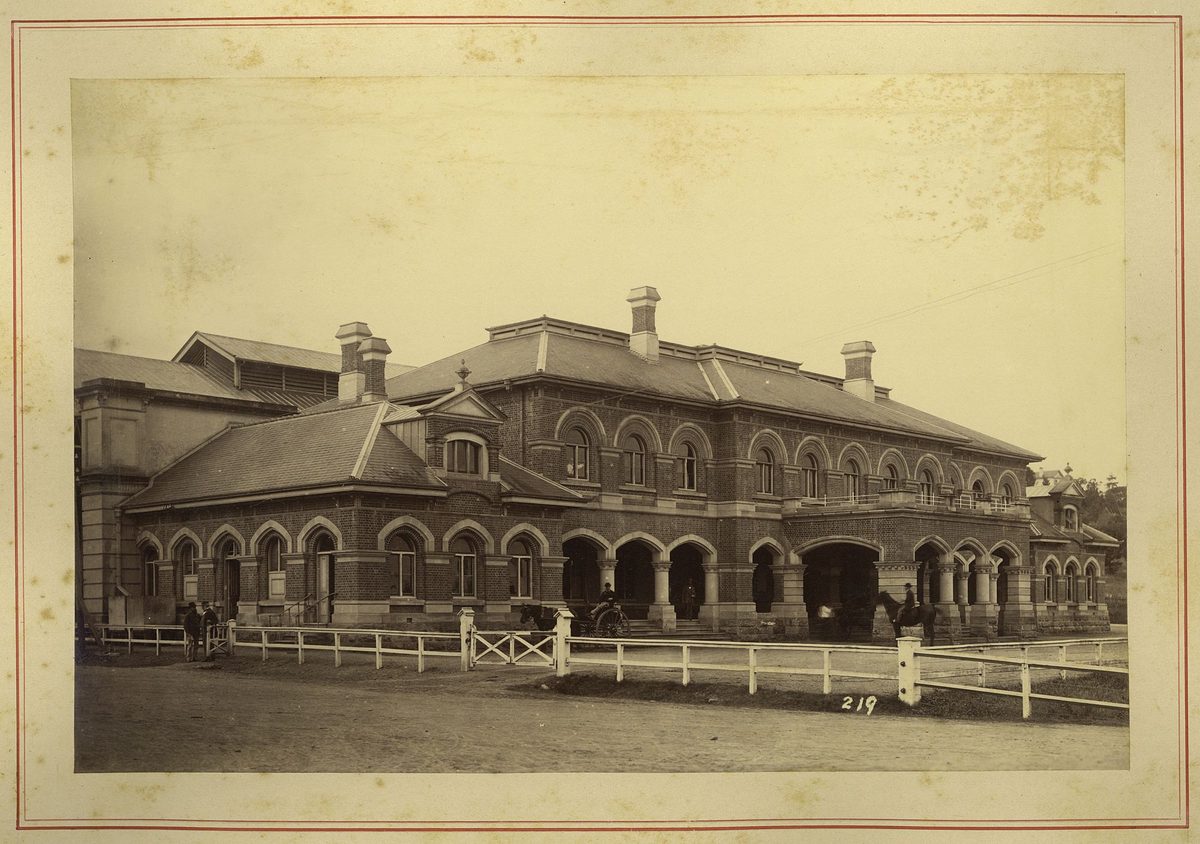 Roma Street Railway Station in Brisbane viewed from the south-west, 1886