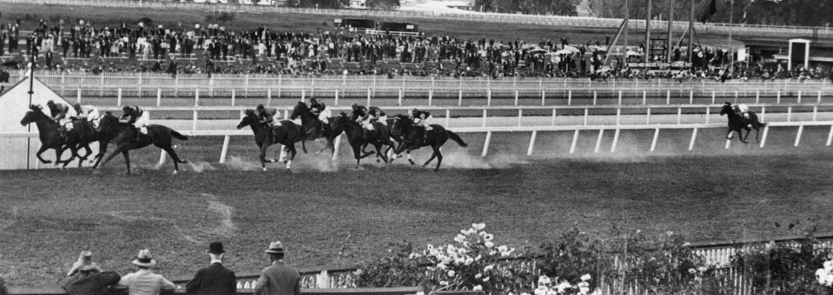 Close three-way finish sees Morning Carol first past the post, Ascot, Brisbane, 1931