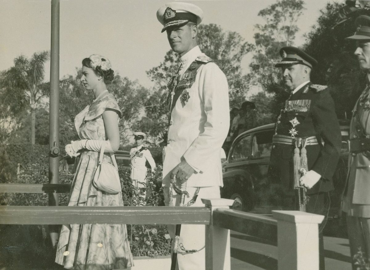 Queen Elizabeth taking the Royal Salute, Brisbane, 1954