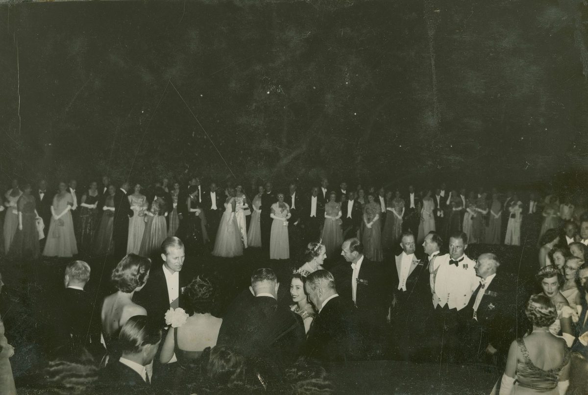 Evening reception at Queensland's Government House for Queen Elizabeth II, Brisbane 1954