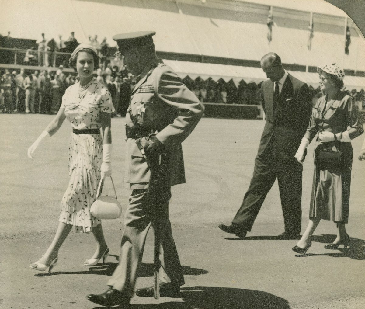 Queen Elizabeth in Brisbane with the Queensland Governor, Sir John Lavarack, March 1954