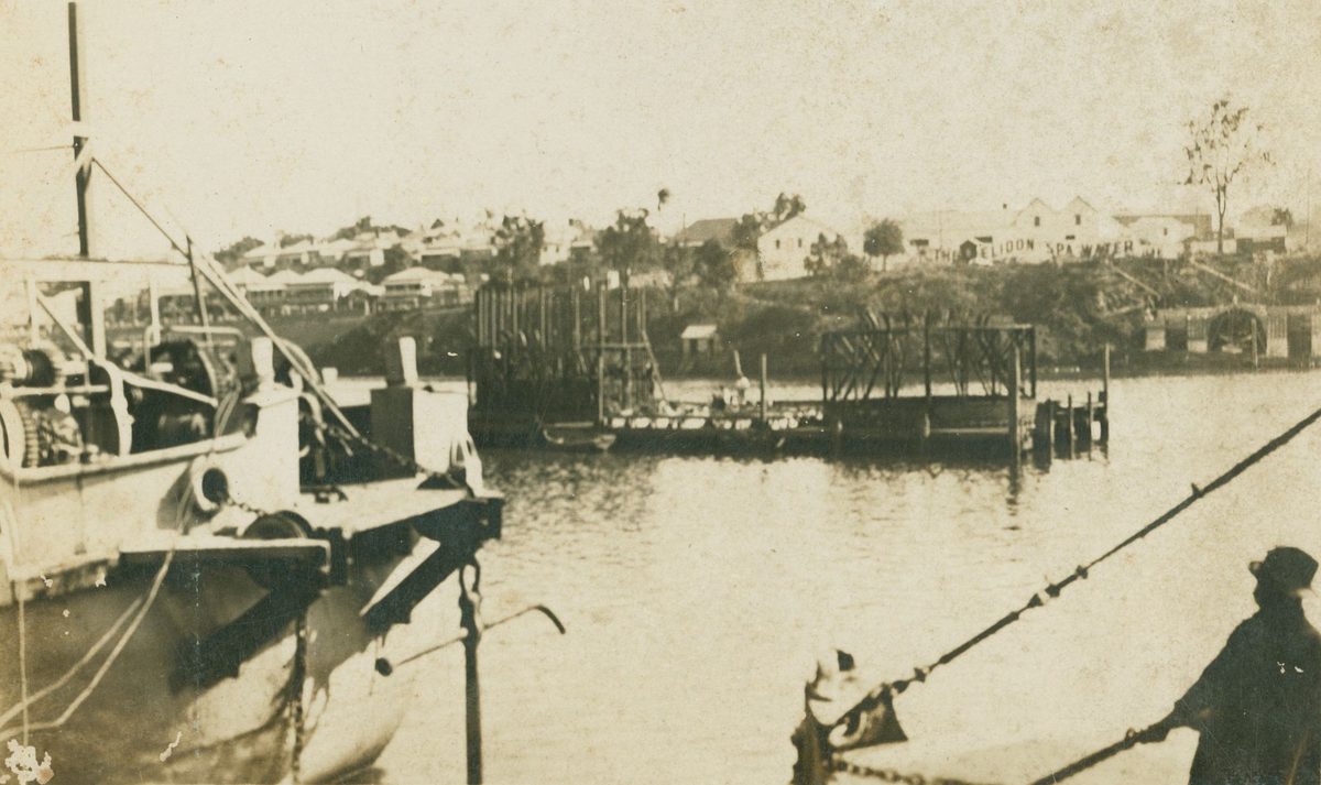 Construction of the supports of the Grey Street Bridge, Brisbane, May 1929