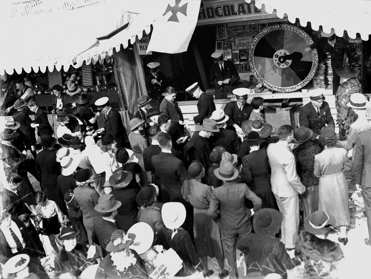 Chocolate Wheel at the Ambulance stall, Exhibition Ground, Brisbane, 1938