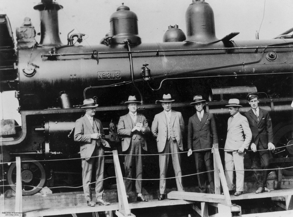 Locomotive aboard the M.S. Belray at Pinkenba Wharf, Brisbane, Queensland, 7 July 1927