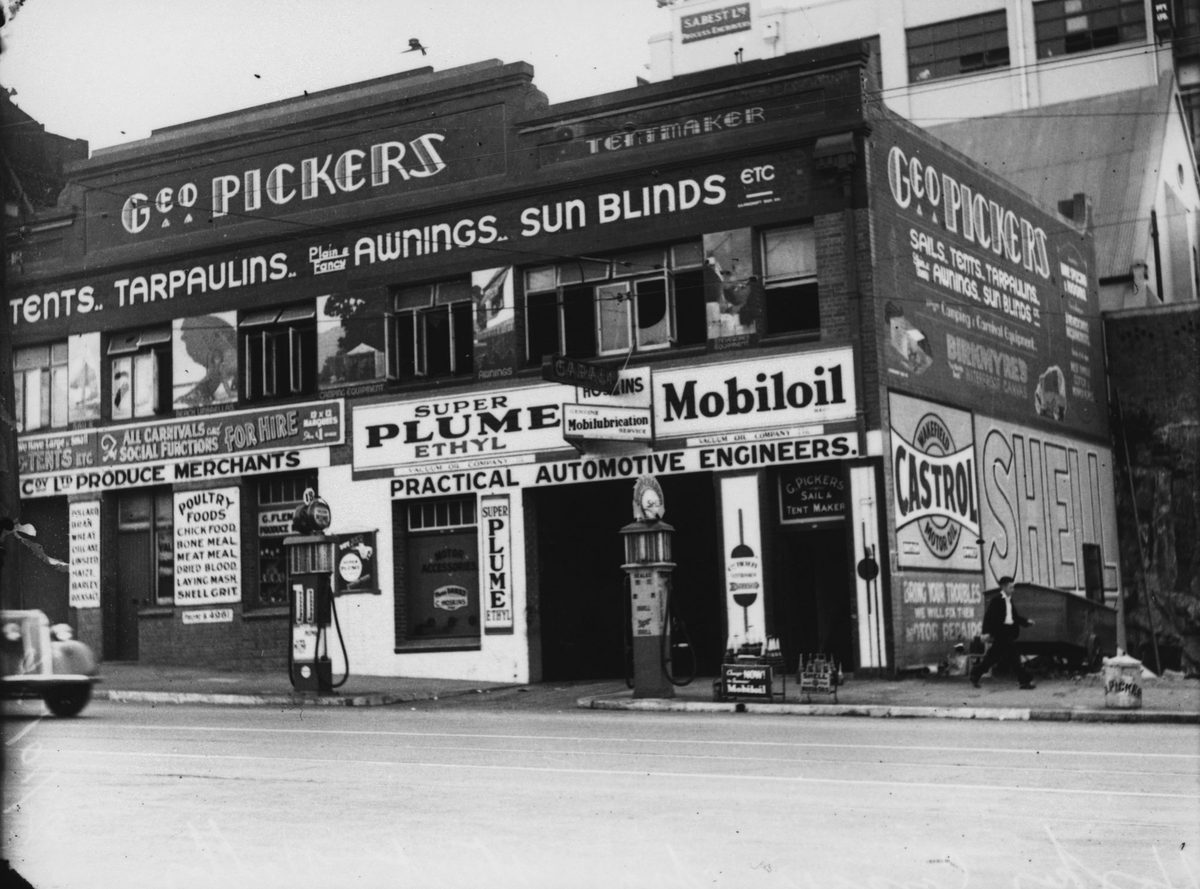 Business of George Pickers, canvas manufacturer, in Ann Street, Fortitude Valley, Brisbane, 1936
