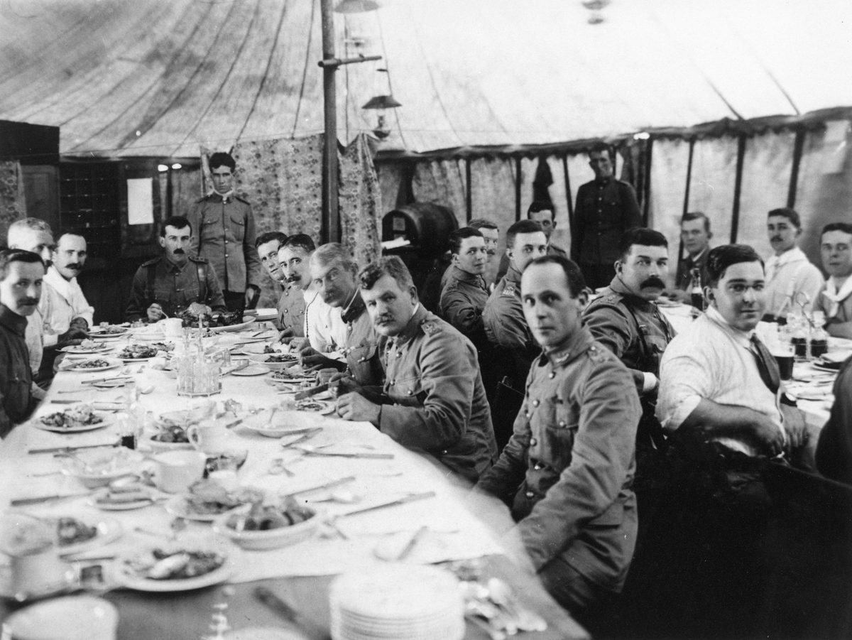 Inside the officer's mess tent at Lytton, Brisbane, Queensland