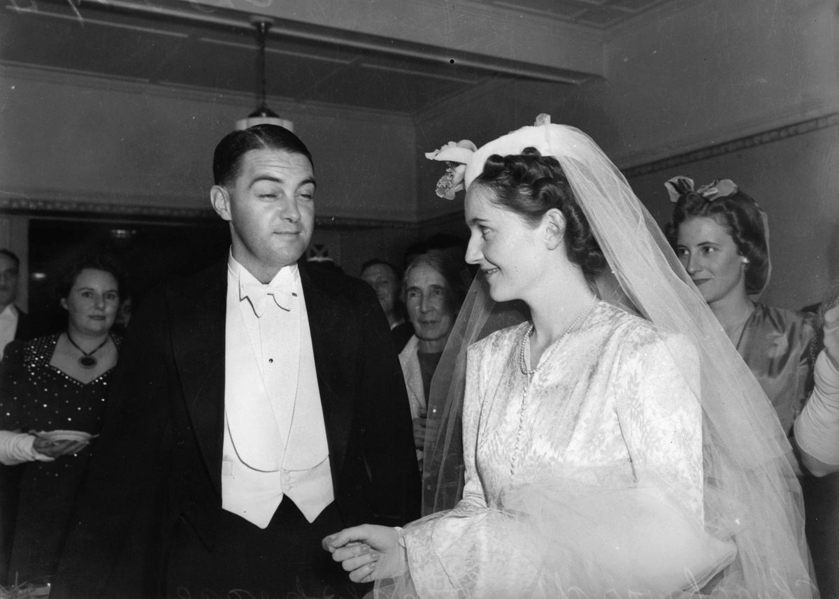 Wedding reception after the marriage of Mr and Mrs R. E. Churchward