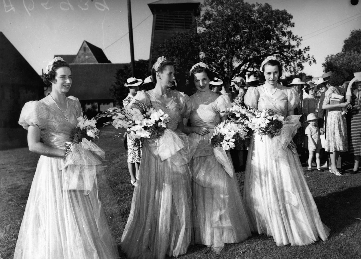 Bridesmaids at Phyllis Bell's marriage to Lieutenant Geoffrey Wills