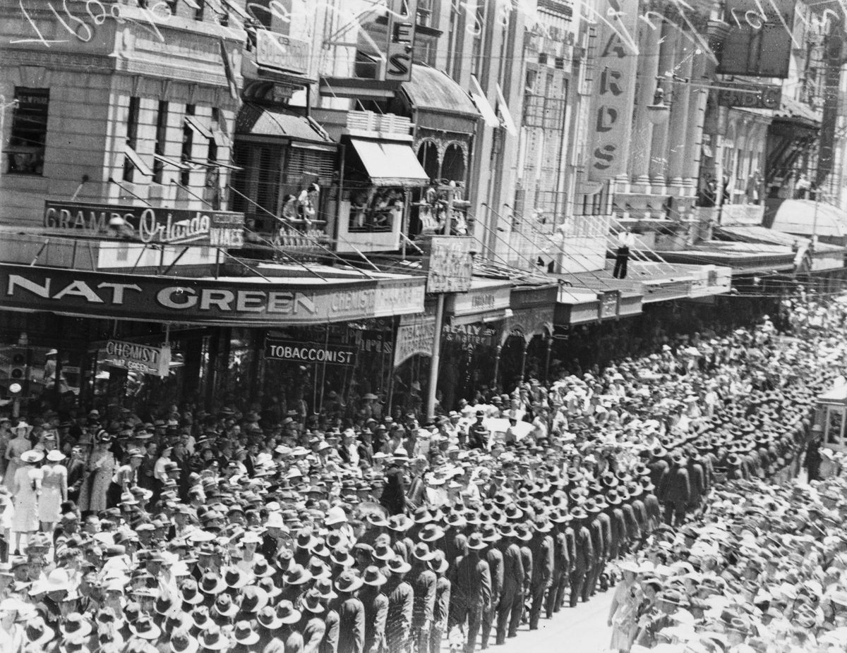 Military procession in Brisbane, 1939