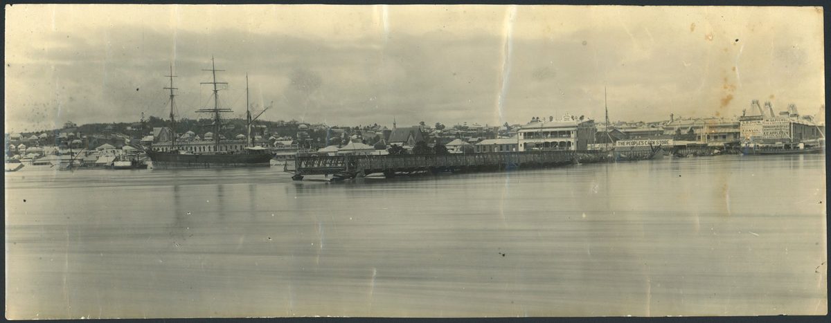 Panoramic view of South Brisbane during the floods, 1893