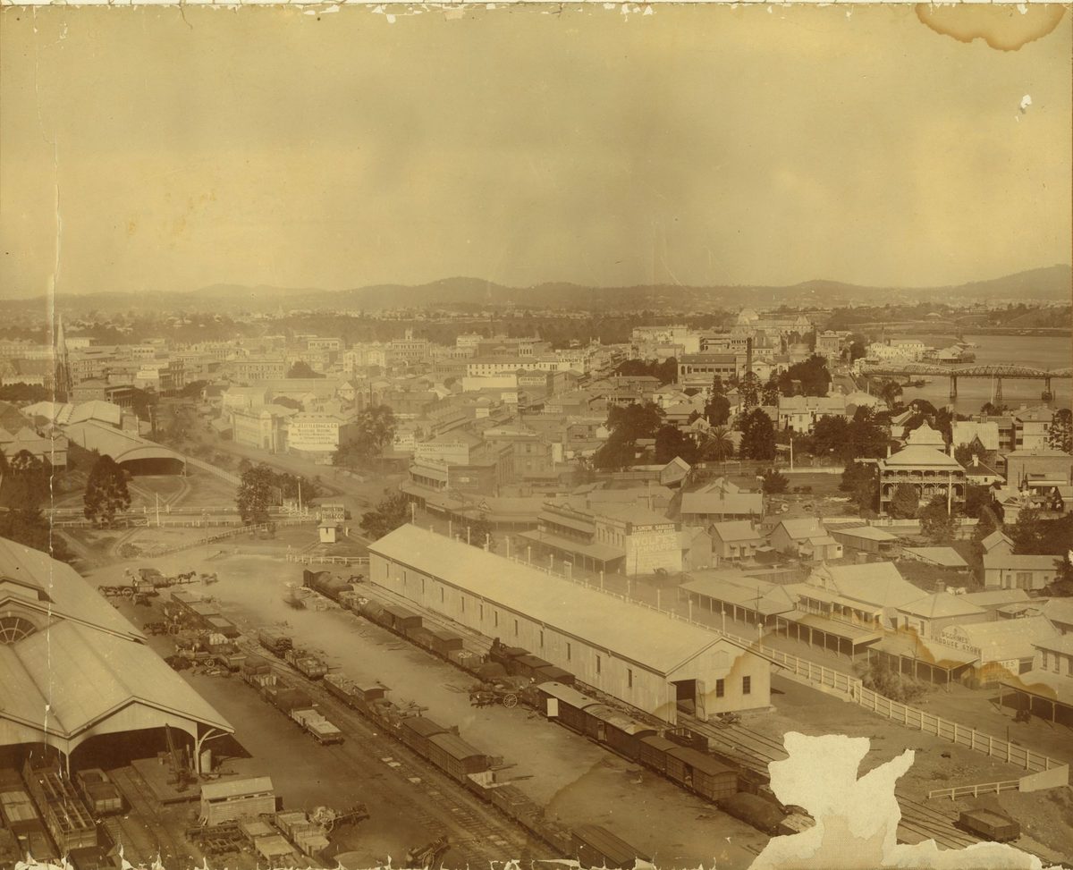 Looking down on the activities in the Roma Street station depot