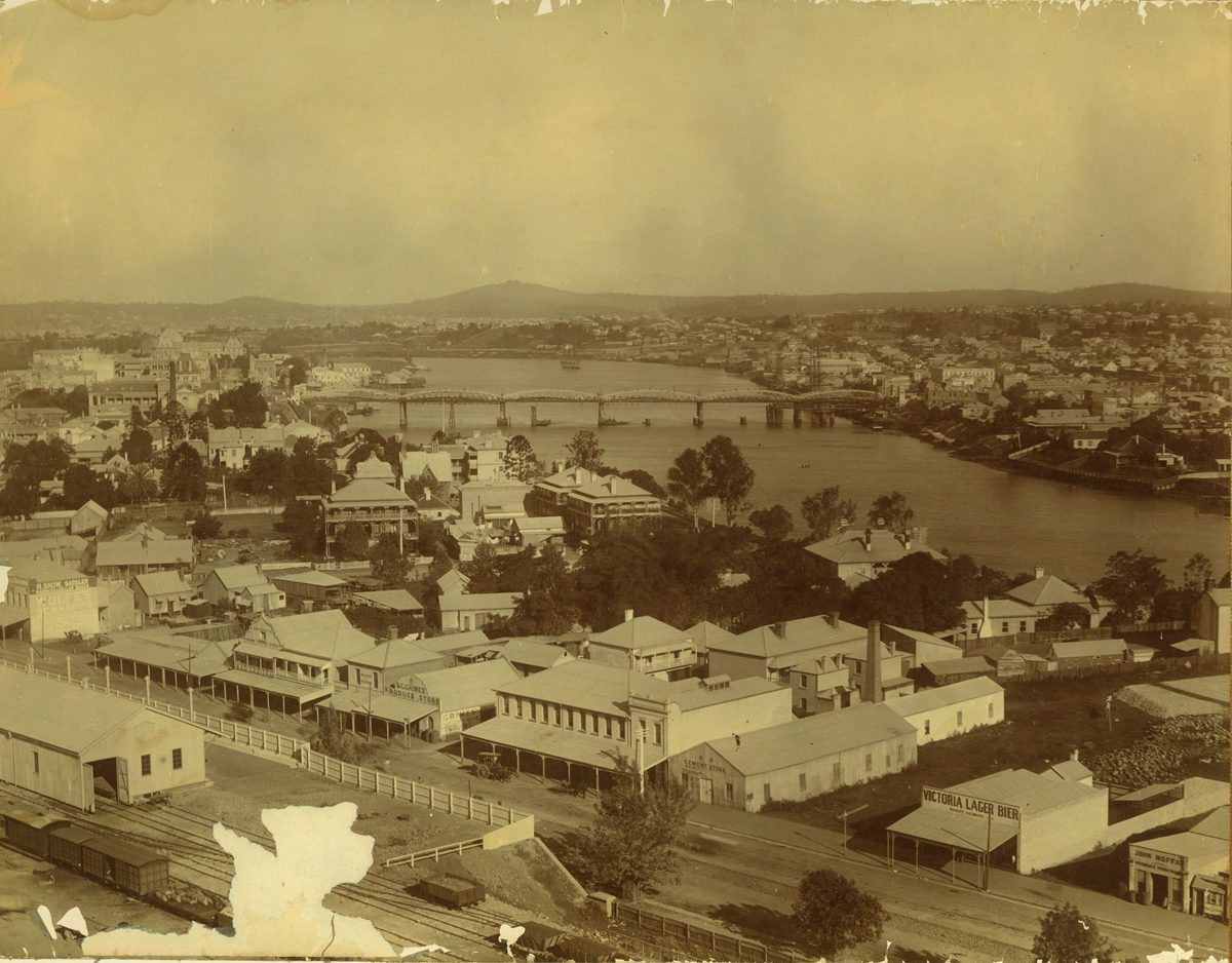 Roma Street between the railway yards and the Brisbane River, 1897