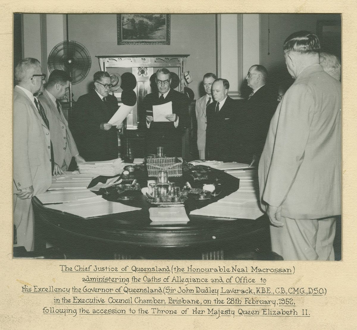 Sir John Dudley Lavarack taking the Oath of Allegiance, 1952