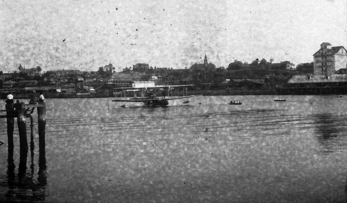 Seaplane landing on the Brisbane River, Queensland, June 1930