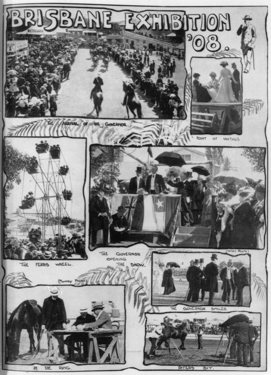 Collage of images from the Royal Brisbane Exhibition, 1908