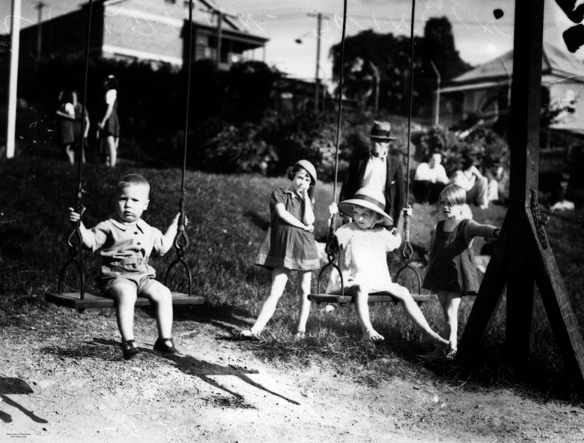 Children in a playground at Spring Hill, Brisbane, 1939