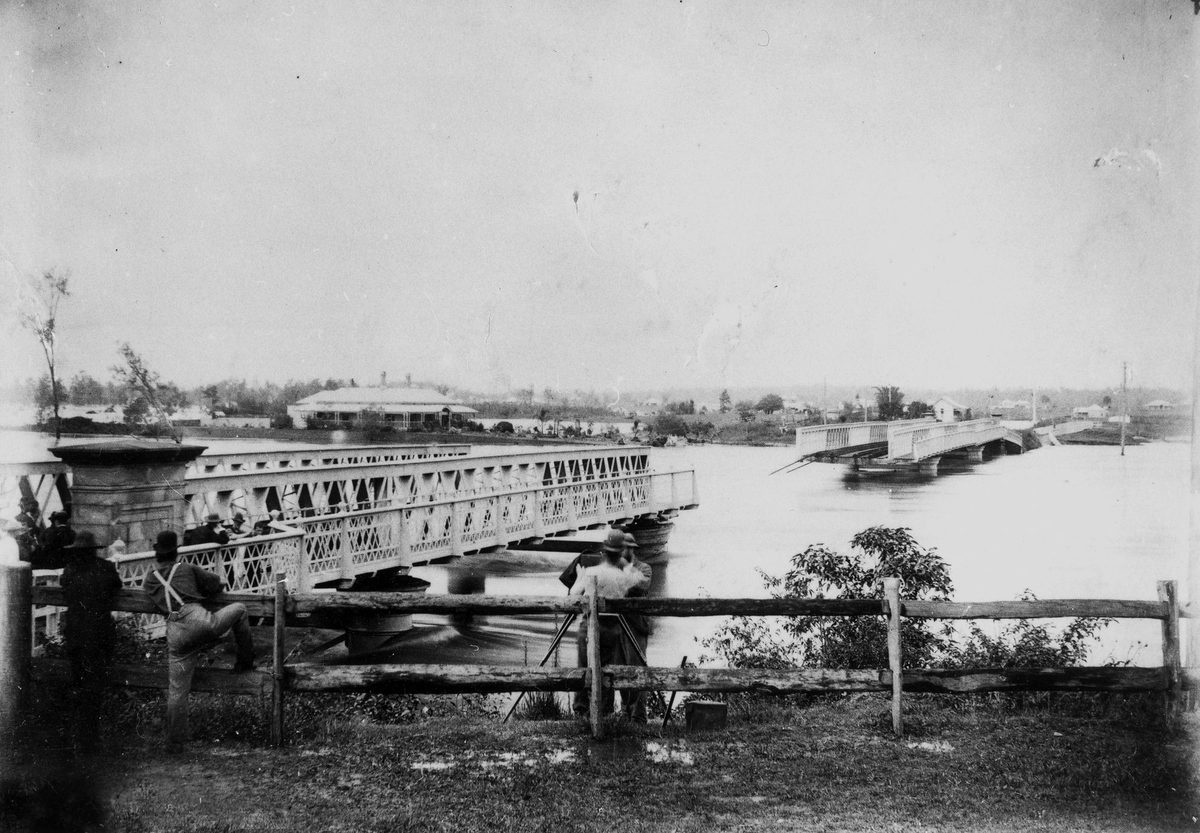 Indooroopilly Railway Bridge (First) destroyed by flood, 1893