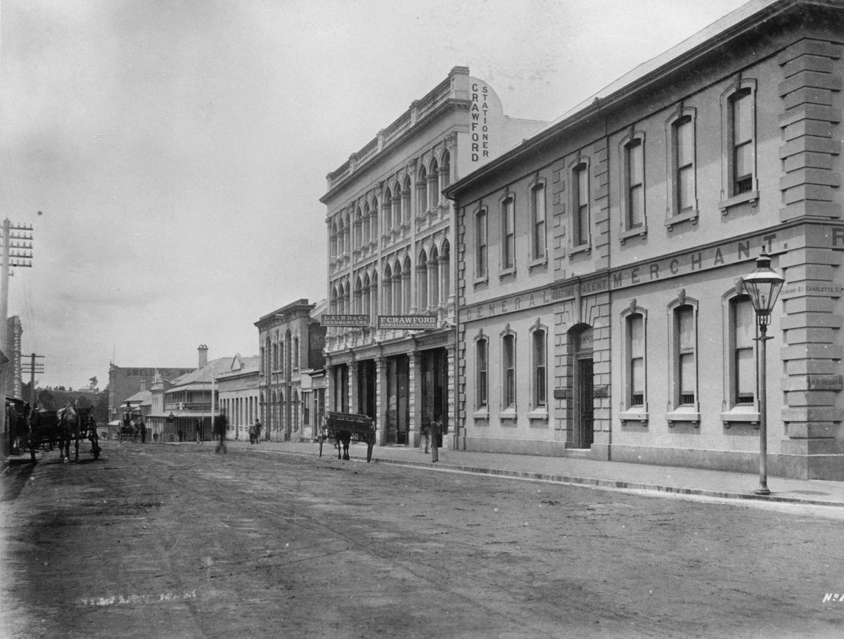 City view looking east from the intersection of Charlotte and Edward Streets, Brisbane, 1889