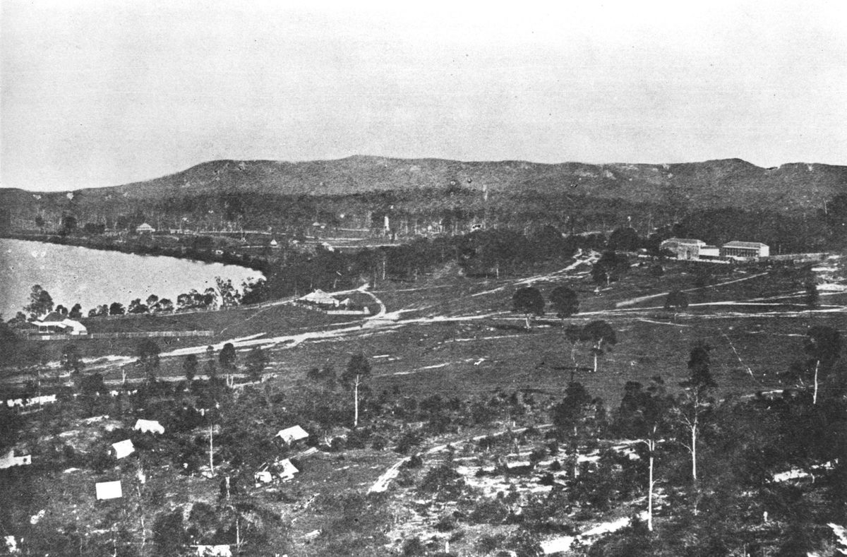 Aerial view of Petrie Terrace Gaol, Brisbane, 1862
