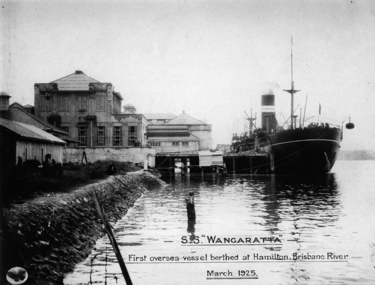 Wangaratta (ship) berthed at Hamiton, Brisbane in 1925.