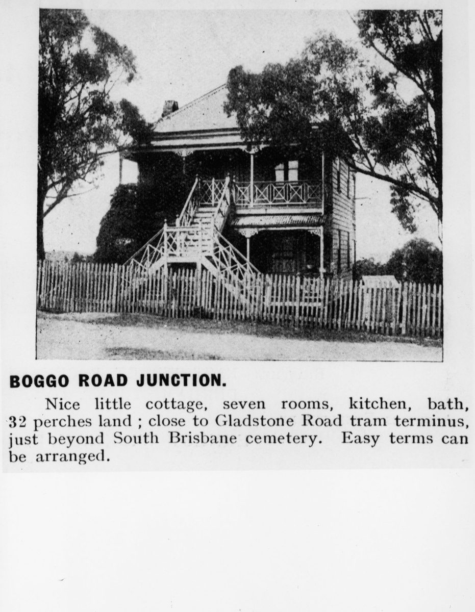 Timber cottage for sale at Boggo Road Junction, Dutton Park, Brisbane, 1910