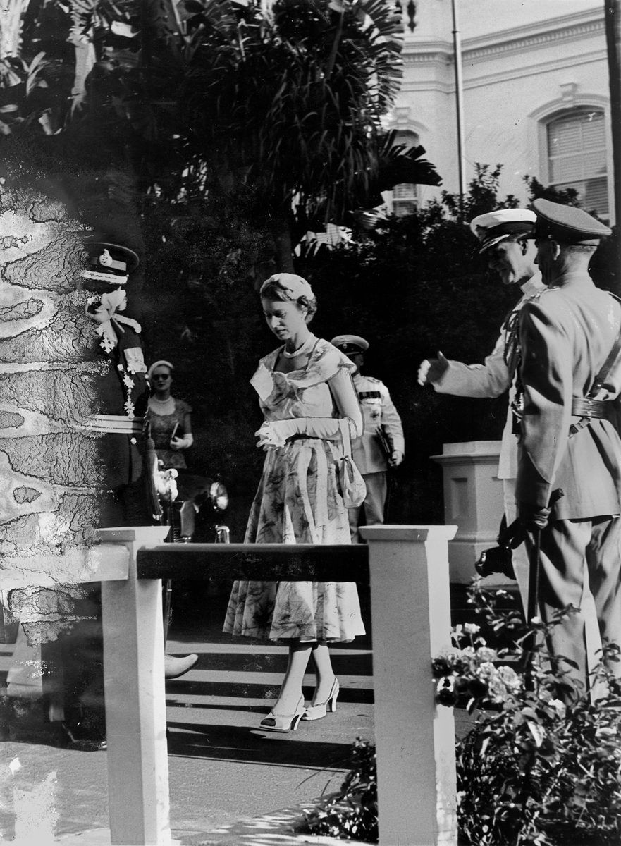 Queen Elizabeth II at Parliament House, Brisbane during her visit in March 1954