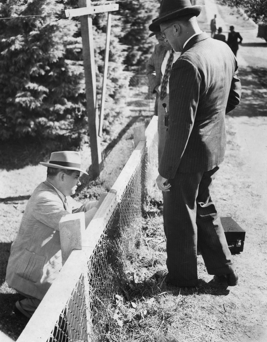 Finger print experts dust for prints at the scene of Betty Shank's murder, Brisbane, 1952