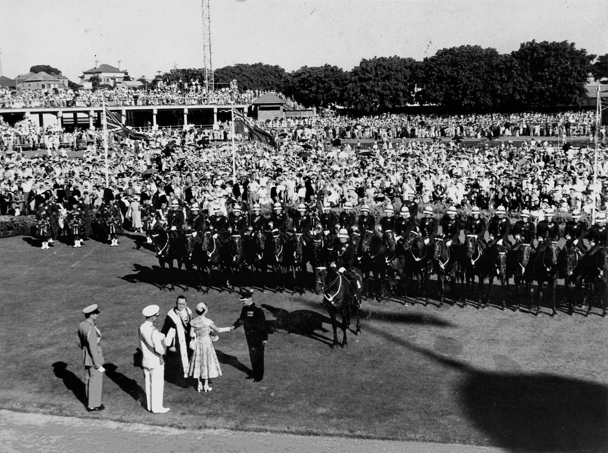 At the tumultuous Civic Welcome at the Exhibition Grounds, Brisbane, March 1954