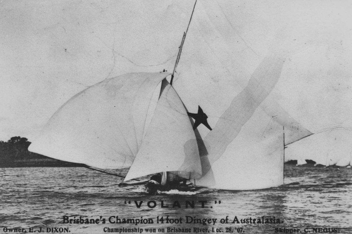 Volant, 14 foot dinghy under sail in Brisbane, 1907