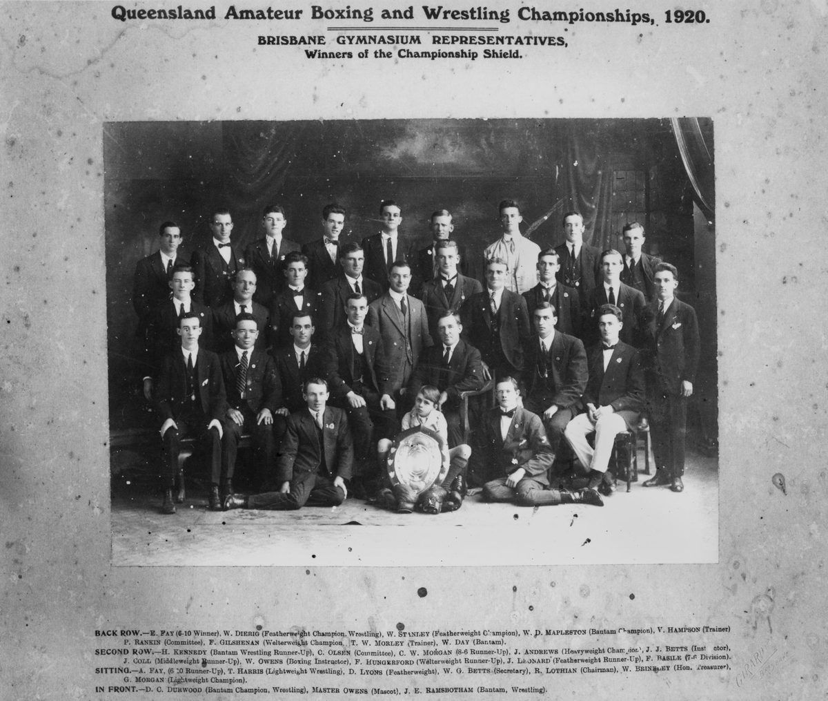 Brisbane representatives to the Queensland Amateur Boxing and Wrestling Championships, 1920