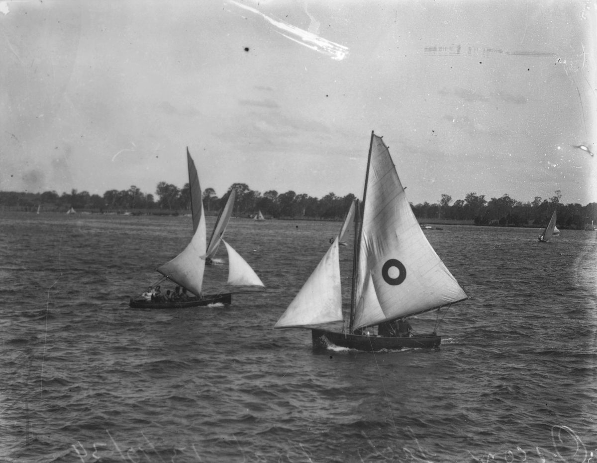 Two sailing boats on Brisbane waters, 1934