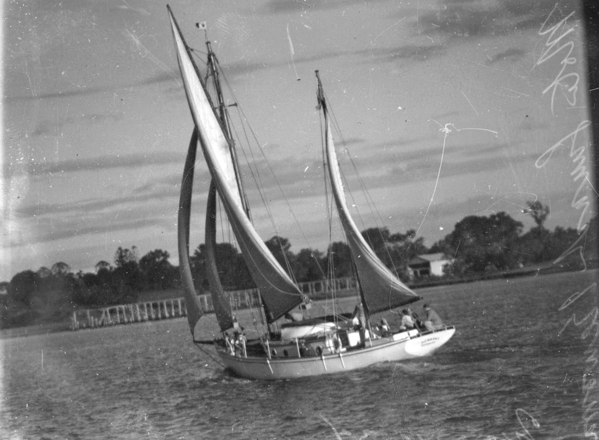 Yacht Kewarra sailing in Brisbane, 1938