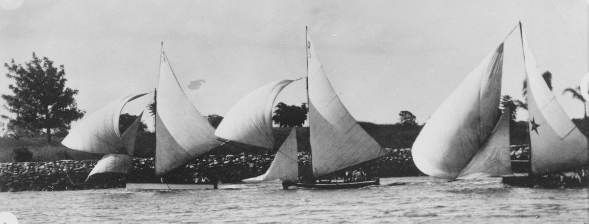Quickfire being sailed by S. R. Goldsmith at a regatta in Brisbane, 1933
