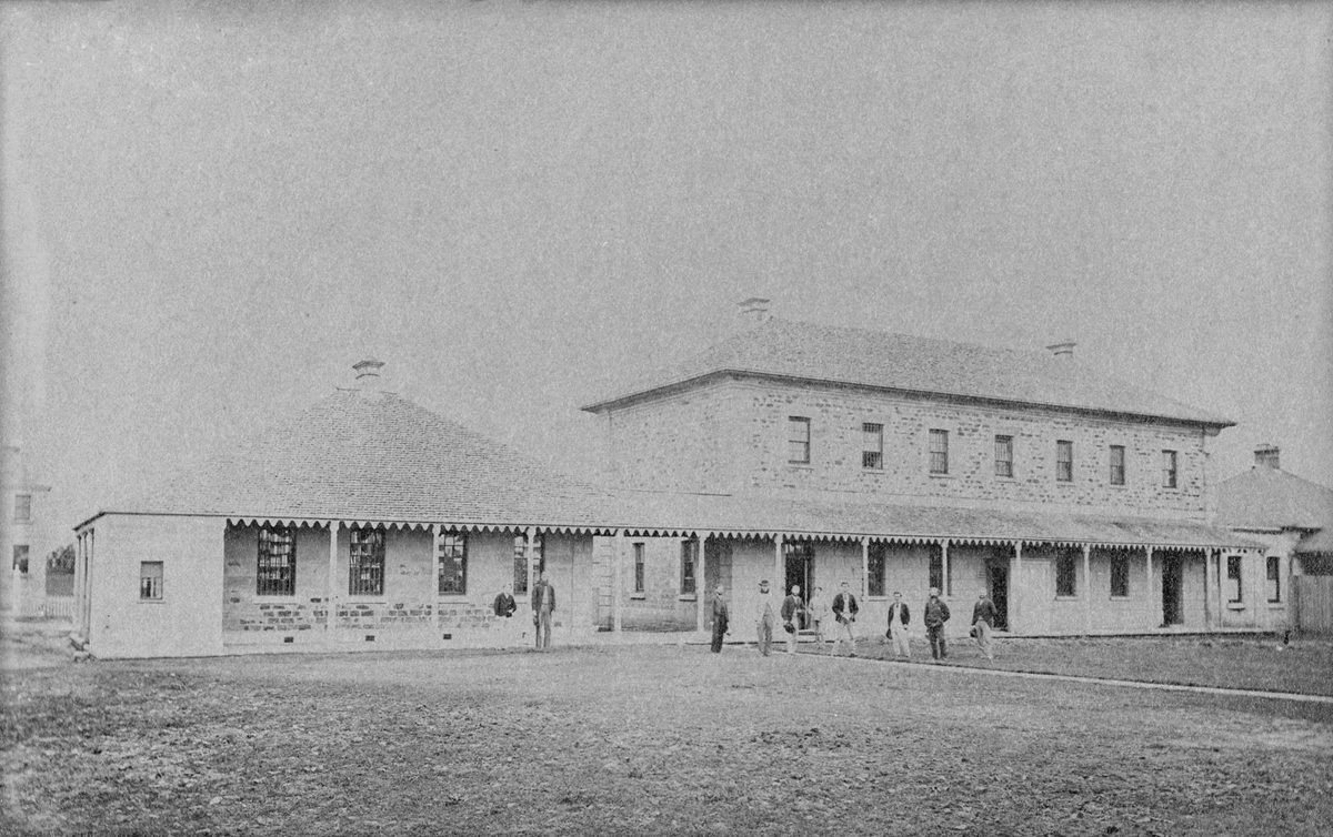Treasury staff outside the Treasury Building in Brisbane, 1872