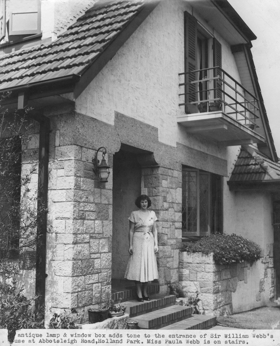 Front entrance to the Webb family residence in Holland Park, 1948