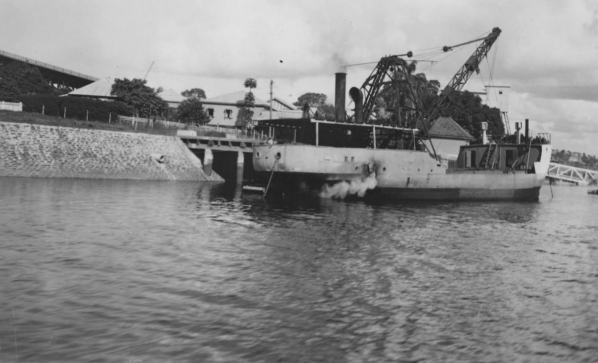 Gunboat Gayundah moored in the Brisbane River, 1941