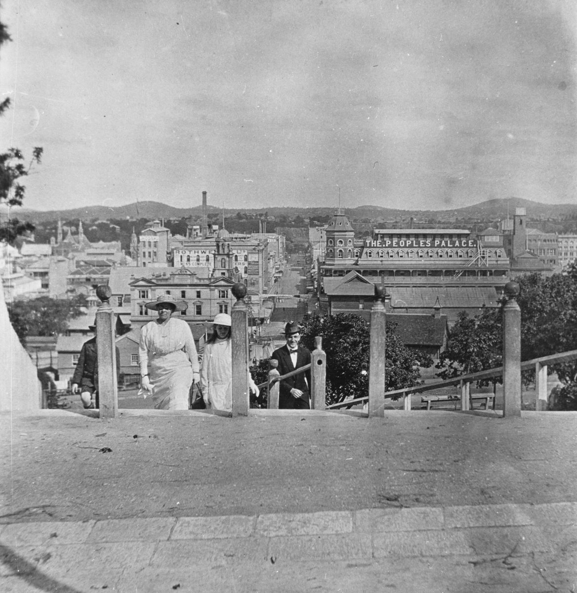 View looking east along Edward Street from Jacob's Ladder on Wickham Terrace, Brisbane, 1916
