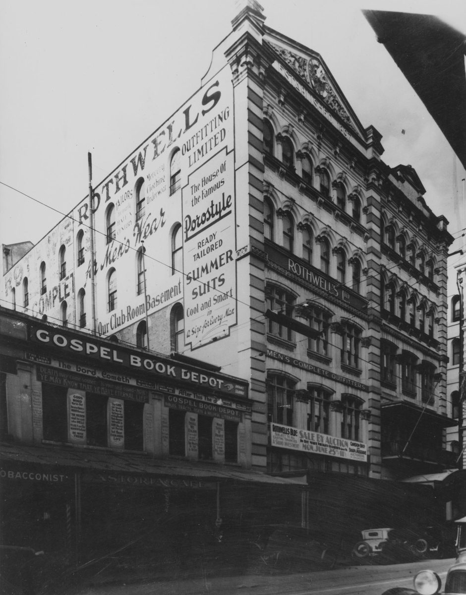 View of stores on Edward Street, Brisbane, 1934