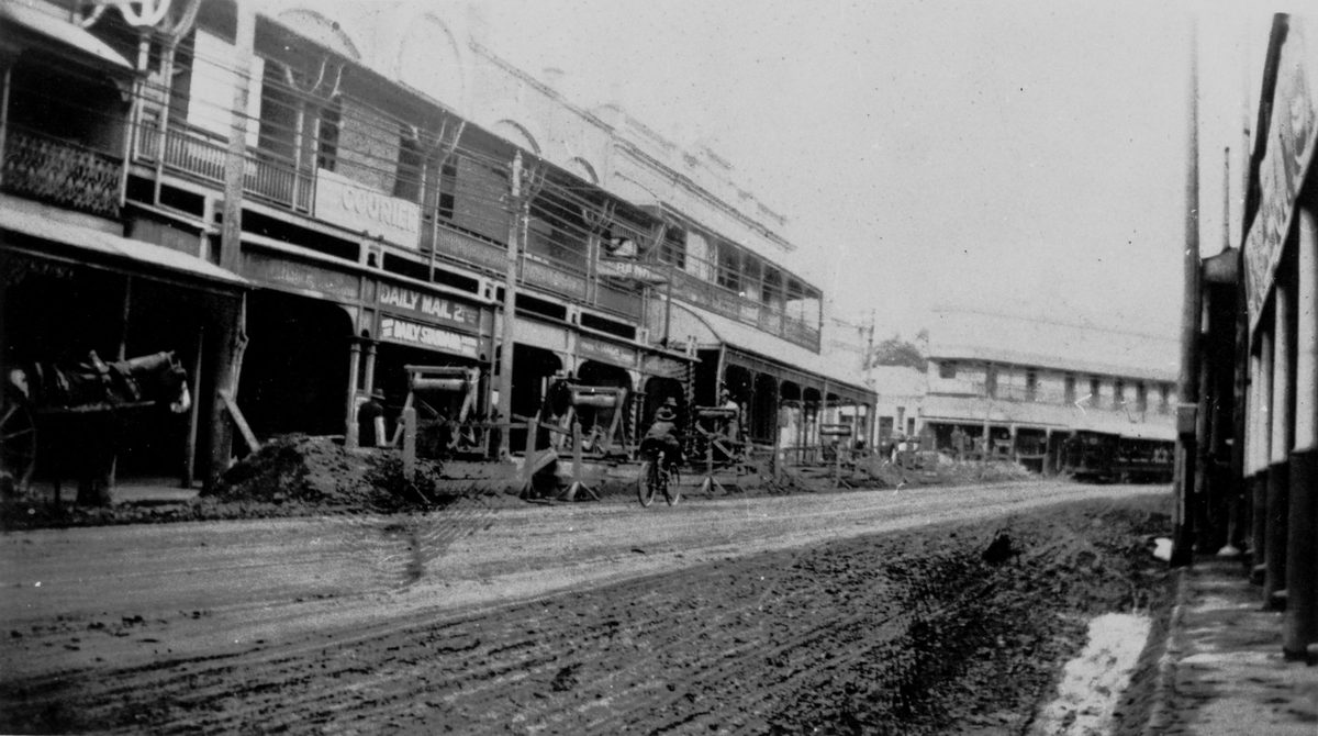 Roadworks in Stanley Street, Woolloongabba, Brisbane, 1929