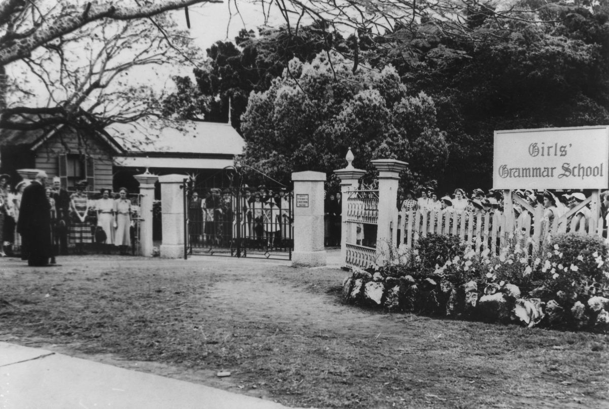 Dedication of Estelle Cribb Memorial Gates, Ipswich Girls' Grammar School, 1952