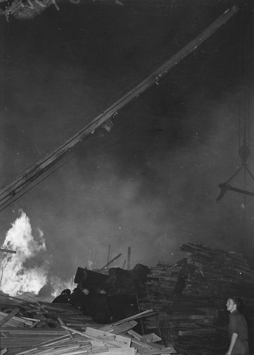 Fire-damaged site at Patterson's Sawmill, Toowong, Brisbane, 1942